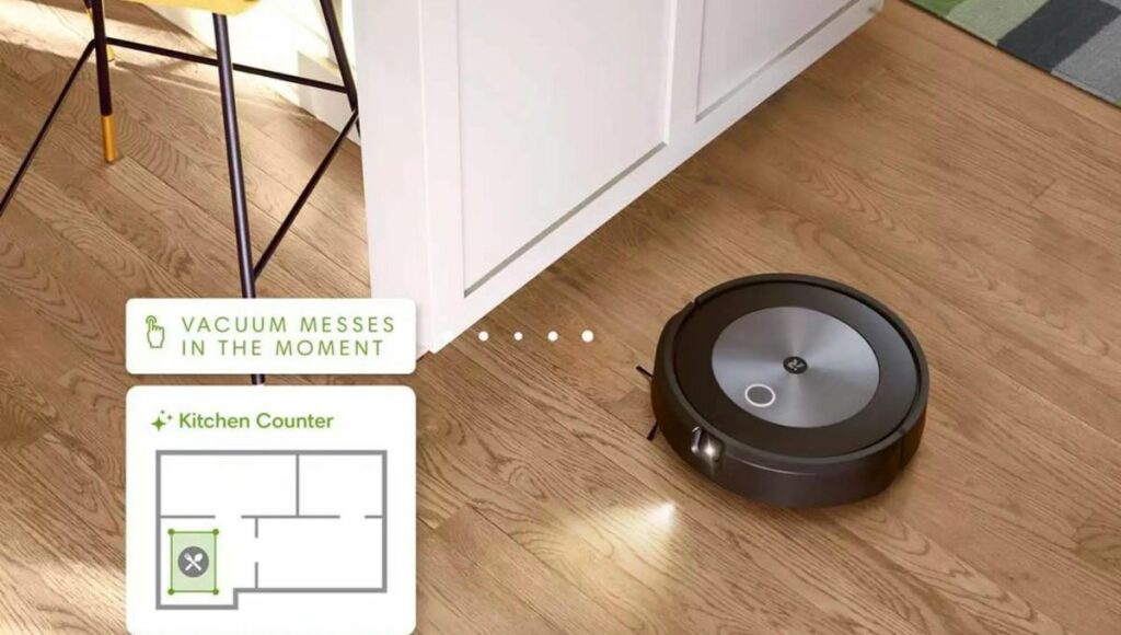 robot vacuum cleaning the floor of a house 